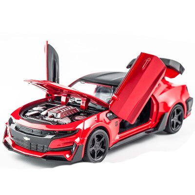 KIDAMI 1:32 Alloy Diecast Car Model Chevrolet Camaro Pull Back Sound Light Kids Toy Car Collection for Children's Gifts машинки