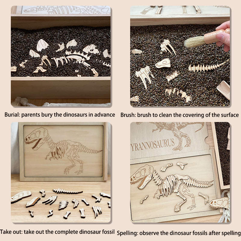 Dinosaur Fossil Cultural Relics Antiquities Archaeological Model Children Dig Treasure Handmade DIY Wooden Toys Archaeological Fossils