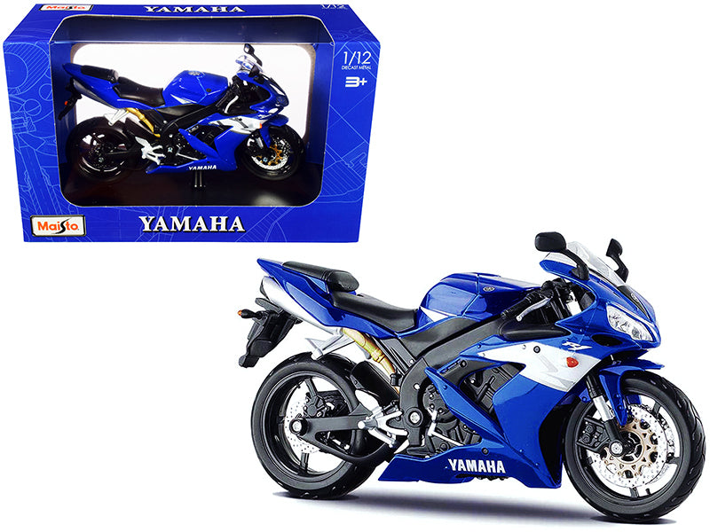 2004 Yamaha YZF-R1 Blue Bike with Plastic Display Stand 1/12 Diecast