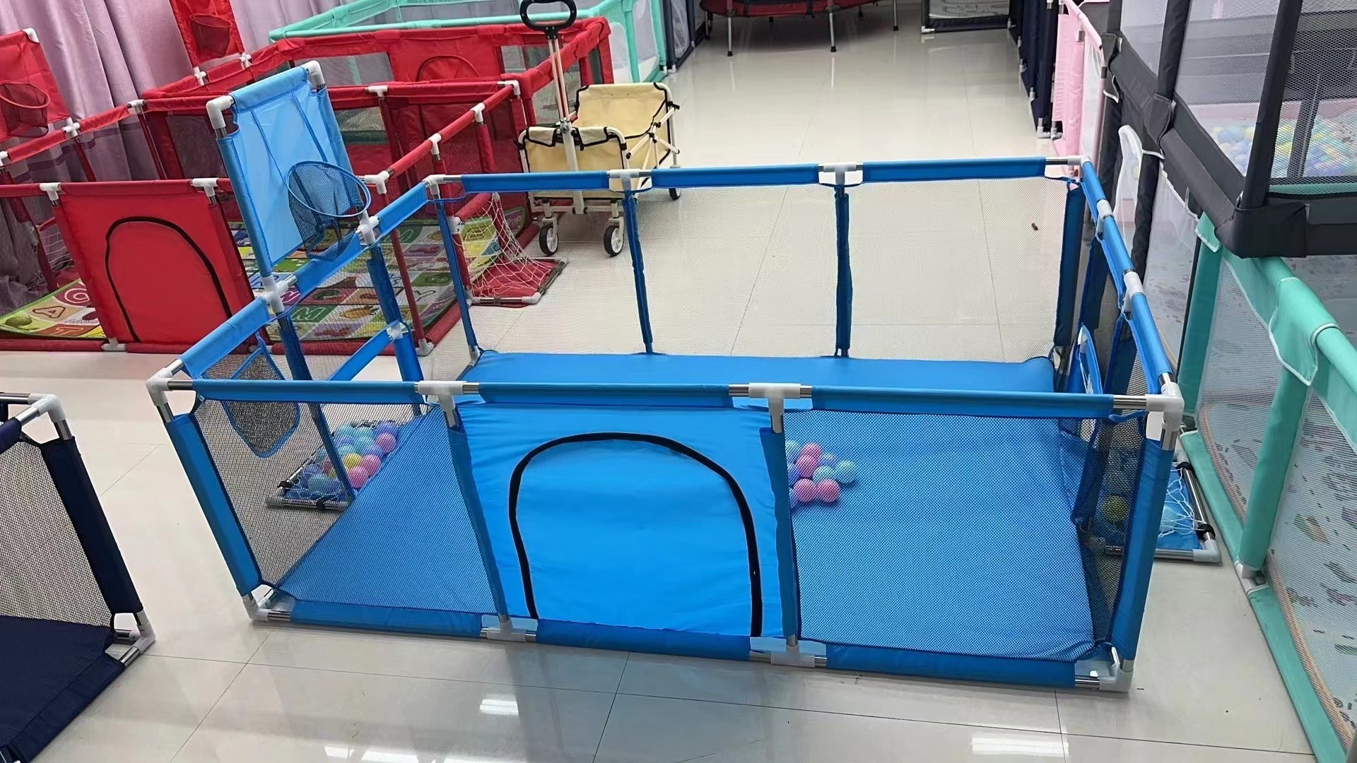 Children's fence baby basketball fence safety stainless steel playpen children's ball pit baby indoor playground baby park fence