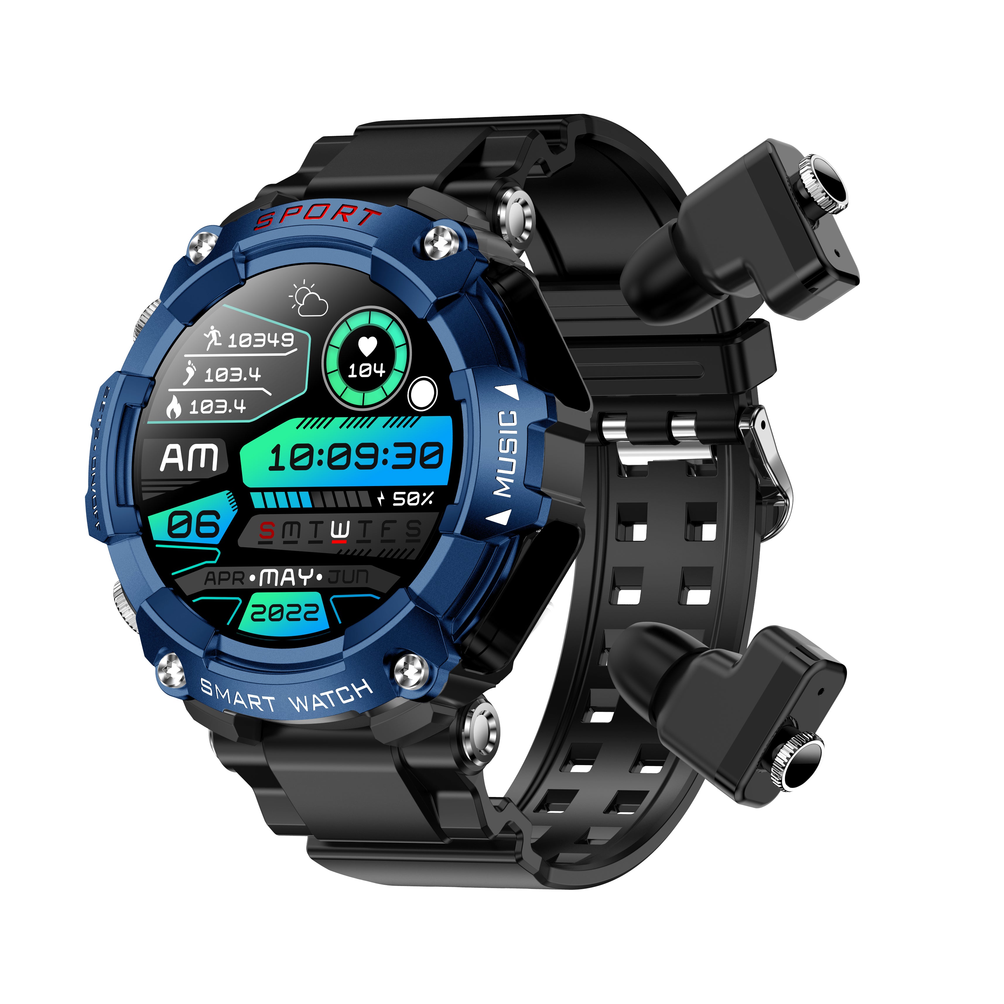 T96 Smart Watch TWS 2 in 1 Bluetooth HD Call Recording Local Playback Health Monitoring
