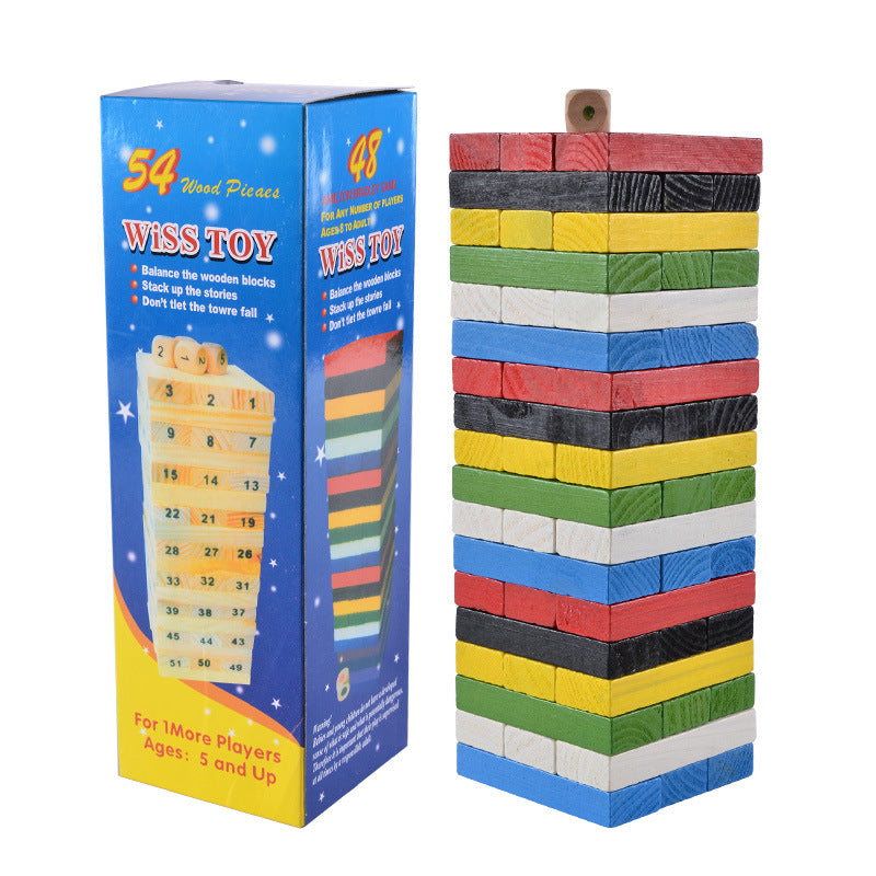 Colorful Children's Stacking High Building Blocks Large Number Layer-By-Layer Pumping Puzzle Wooden Toys