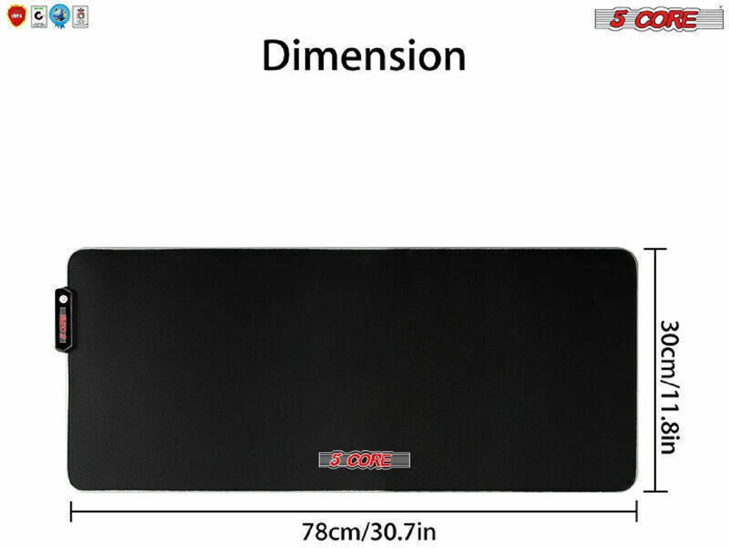5 Core RGB Mouse Pad • 12 Light Modes High-Performance Soft Padded