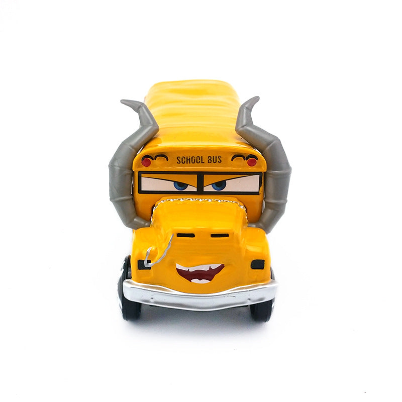Cars 3 alloy toy car Bull Demon King School Bus Crazy Mais Yellow Horn Free Children's Toy Car