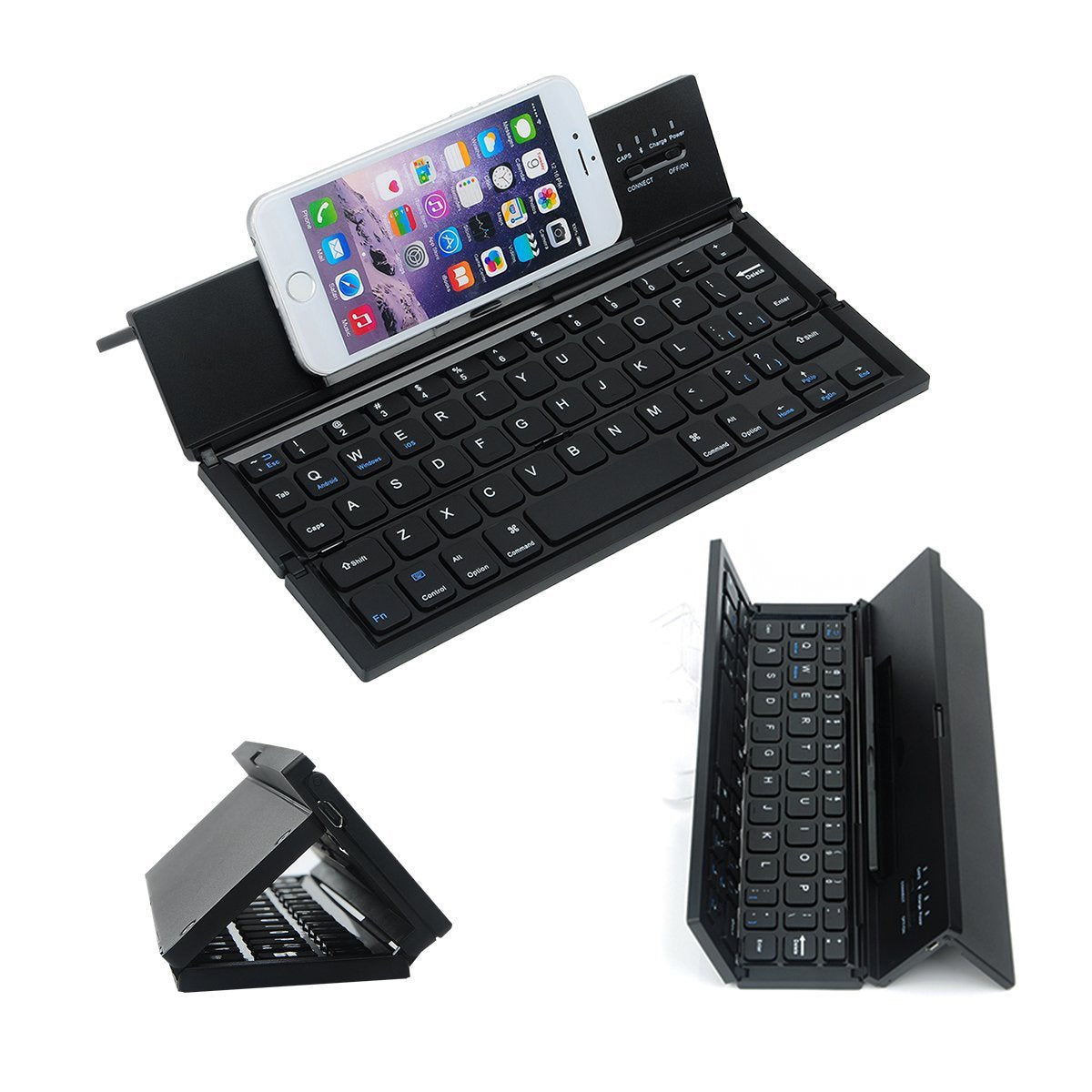 Mini Bluetooth foldable pc keyboard portable notebook three-fold keyboard