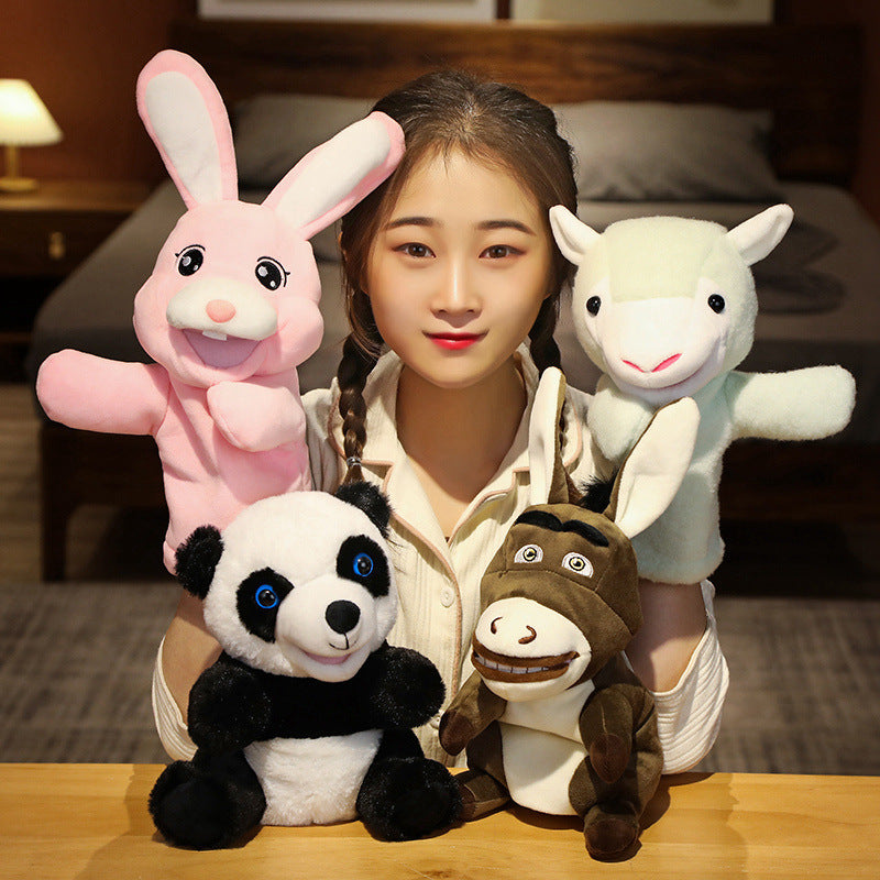 New Animal Hand Puppet Panda Rabbit Donkey Lamb Children's Toys Interactive Hand Puppet To Appease Doll