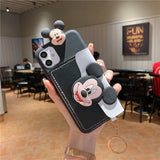 Suitable for Apple 14 Messenger mobile phone case iphone13 Mickey and Minnie card coin purse cartoon