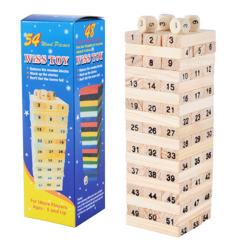 Colorful Children's Stacking High Building Blocks Large Number Layer-By-Layer Pumping Puzzle Wooden Toys