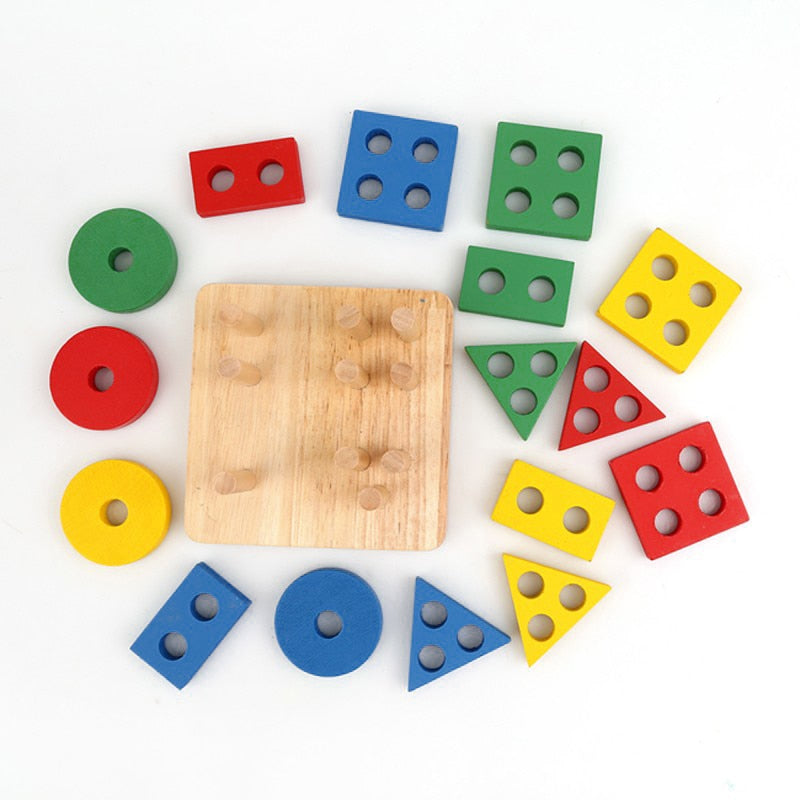 Colorful Geometric Shapes Matching Toys For Children Early Learning Exercise Hands-on Ability Montessori Educational Wooden Toys