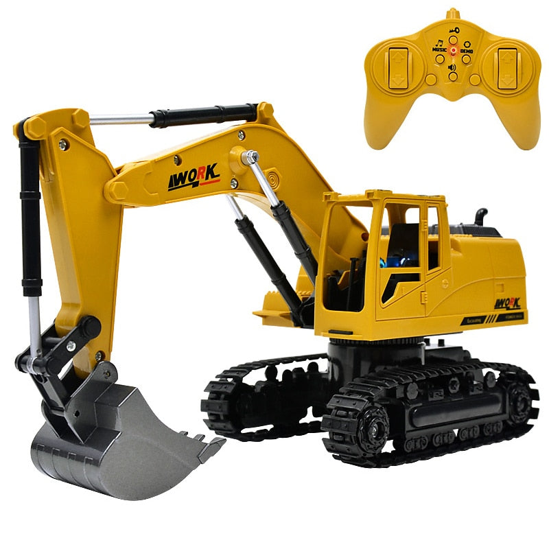 Simulation RC excavator toys with Music and light Children's Boys RC truck toys gifts RC Engineering car tractor brinquedos