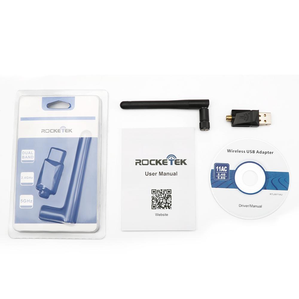 Rocketek 600Mbps Dual Band Wireless USB wifi Dongle Adapter, with 802.11N/G/B Antenna  Network Lan Card 802.11a/g/n/ac