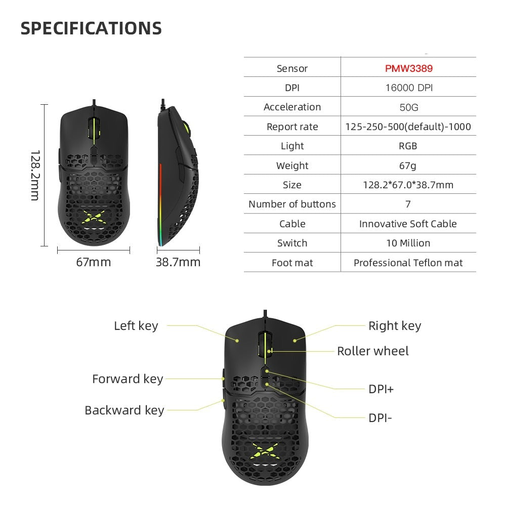 16000 DPI RGB Gaming Mouse: Precision, Ergonomics, and Customizable Lighting